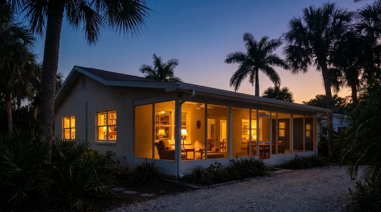 A comfortable Florida home at dusk after install